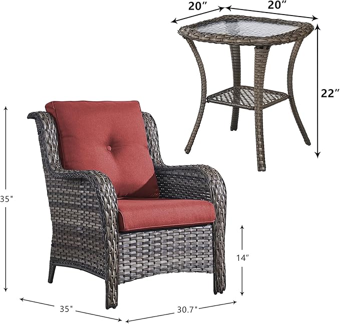 Rilyson Patio Furniture Chairs Outdoor Chair - 2 Piece Wicker Rattan Chairs Set with High Back and Deep Seating for - Photo 3