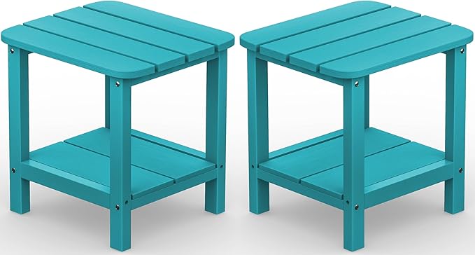 SERWALL Double Adirondack Side Table End Table Set of 2- Tiffany - Photo 1