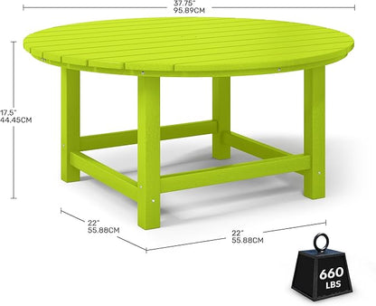 Costaelm Patio Conversation Table, Tatio Accent HDPE Outdoor Weather Resistant, Round Outdoor Porch Balcony Patio Drink Table for Outside, Pool, Backyard, Lime