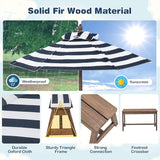 HONEY JOY Kids Picnic Table, Outdoor Wooden Table & Bench Set w/Removable Cushions and Umbrella, Stripe Fabric - Photo 4