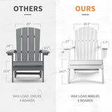 FUNBERRY Folding Adirondack Chair Set of 3, All Weather HDPE Fire Pit Chairs with Cup Holder for Outdoor - Photo 8