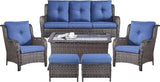 Belord Patio Wicker Sofa Set 6 Pieces Patio Furniture Set Outdoor Couch, 2 Patio Wicker Chairs with 1 Sofa - Photo 2
