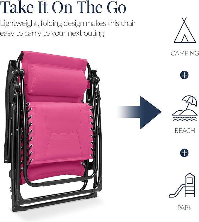 Best Choice Products Oversized Padded Zero Gravity Chair, Folding Outdoor Patio Recliner - Photo 5