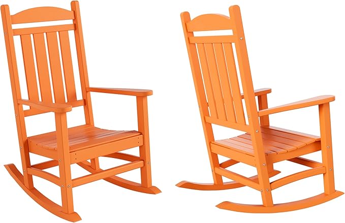 WO WESTIN OUTDOOR HDPE Laguna Classic Porch Rocking Chair (Set of 2), Orange