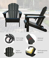 Domi Folding Adirondack Chairs Set of 2, HDPE Adirondack Chair with Cup Holder - Photo 5