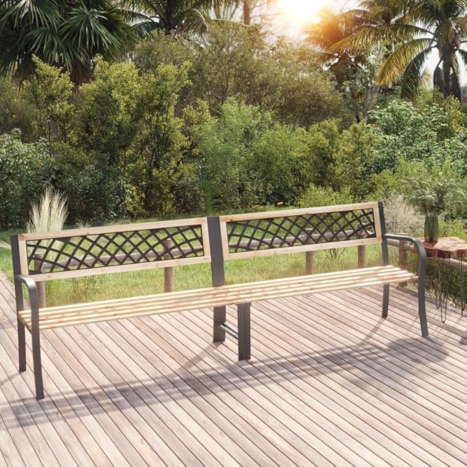Twin Patio Bench Garden Bench Outdoor Bench for Outdoors Porch Entryway Furniture for Yard 93.7" Chinese Fir Wood