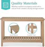 Best Choice Products 48in 2-Shelf Eucalyptus Wooden Console Table Indoor Outdoor Multifunctional Buffet Bar Storage - Photo 6