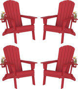 Plawdlik Folding Adirondack Chair Set of 4, SGS Tested, Wooden Textured with Cup Holder - Photo 1