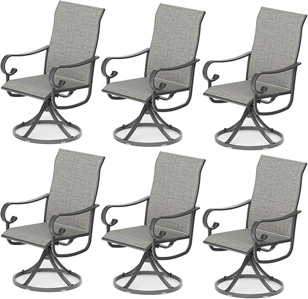 Patio Swivel Chairs Set of 6, Outdoor Dining Chairs with High Back - Photo 1