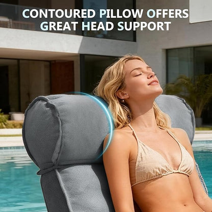 83'' Outdoor Chaise Lounge Chair with 5 Positions Adjustable Backrest Patio Lounger Lounge Chairs for Outside, Pool Lounge Chairs Sunbed Lounge Waterproof Sun Loungers for Garden Beach, Dark Gray