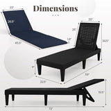 HAPPYGRILL Outdoor Chaise Lounge Chair Rattan Recliner Lounger with Removable Cushion & 3-Level Adjustable Backrest - Photo 3