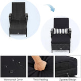 Tangkula Wicker Chaise Lounge Outdoor Set of 2, Patio Rattan Reclining Chaise with 6-Gear Adjustable Backrest - Photo 6