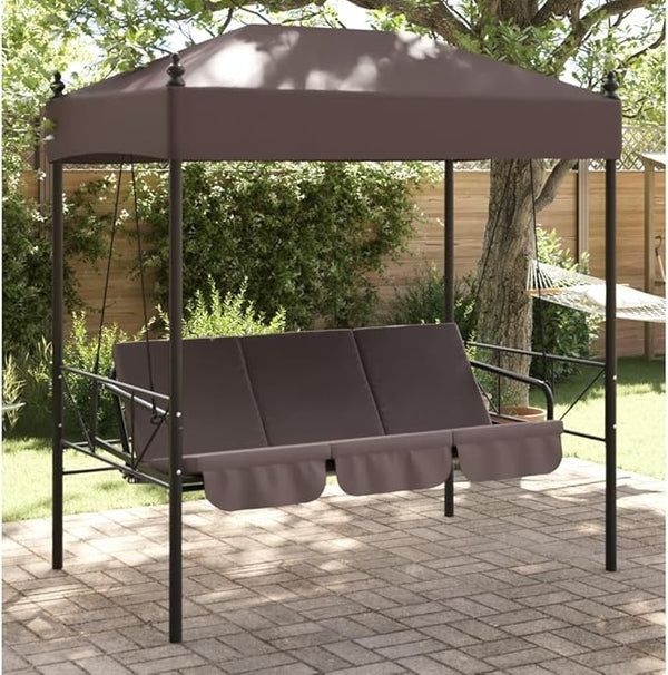 Garden Swing Bench for Patio, 3-Seater Outdoor Porch Swing with Adjustable Canopy, Convertible Bed - Photo 1