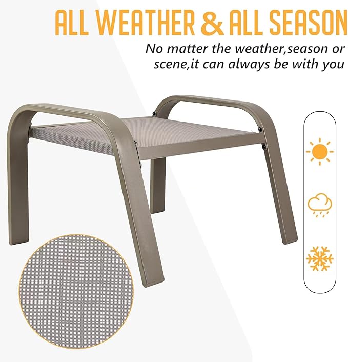 Outdoor Patio Footstools 2 Set Suit Patio Chairs Texliene Outside Ottomans Side Table for Backyard Beige