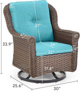 Patio Chairs Outdoor Swivel Glider - Set of 2 High Back Outside Brown Wicker Rattan Rocking Chair with Thick Cushion - Photo 3