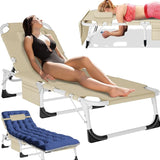 MOPHOTO Tanning Chair, Outdoor Sunbathing Lounge Chair 5-Position, Folding Chaise Lounger - Photo 1