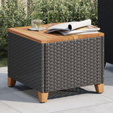 Square Garden Side Table, Compact Patio Coffee Table with Durable Poly Rattan and Acacia Wood Top - Photo 4