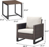Rilyson Wicker Outdoor Patio Chairs Set - 3 Piece Rattan Patio Furniture Bistro Chairs Set with Waterproof Wicker - Photo 2
