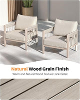Patio Sofa Chairs Set of 2, Never-Rust Aluminum Outdoor Armchairs with Faux Wood Grain Finish, 2 Pieces Rope Weave - Photo 7