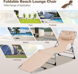 Tangkula Tanning Chair with Face Hole, Patio Folding Adjustable Reclining Beach Sunbathing Lounge Chair with Side Pocket - Photo 9