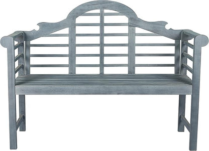 Eyely HNB103B Lucy 51.2" 3-Seat Arched 600-Lbs Support Acacia Wood Outdoor Garden Patio Bench for Garden, Lawn, Backyard, Pool, Deck, Beach, Firepit, Gray
