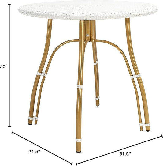 Safavieh PAT4011C Outdoor Kylie White Rattan Bistro Table