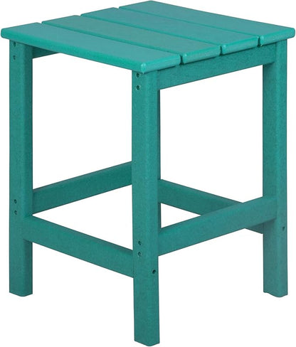 WO Home Furniture 3pc Set - HDPE Poly Adirondack Chair with Ottoman/Footrest and Square Side Table, All Weather and UV Resistant for Outdoor Patio Backyard, Garden, Turquoise