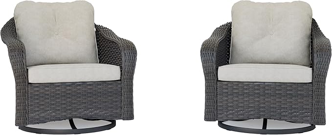 Wicker Swivel Rocking Chairs Set 2 - Photo 9
