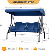 3 in 1 Outdoor Porch Swing with Adjustable Canopy, 3 Seat Outdoor Swing for Adults - Photo 8