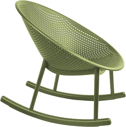 2xhome Patio Rocking Chair | Oval Egg Shaped Lounge Rocker | All Weather Plastic | Modern Accent Side Chair for Indoor or Outdoor Use, Green, Single, Set of 1