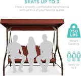 Best Choice Products 3-Seat Outdoor Large Converting Canopy Swing Glider, Patio Hammock Lounge Chair for Porch - Photo 4