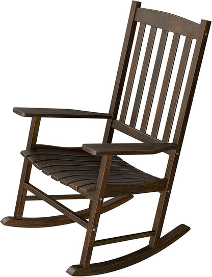 SUPER DEAL Outdoor Rocking Chair, All Weather Resistant Outdoor Indoor Wood Porch Patio Rocker Chair,Natural
