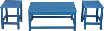 WestinTrends Malibu 3-Piece Set Outdoor Coffee and Side Table for Adirondack Chair, Pacific Blue