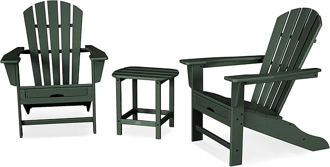 POLYWOOD Palm Coast Ultimate Adirondack Chair 3-Piece Set with Hideaway Ottoman