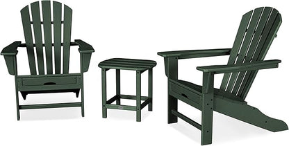 POLYWOOD Palm Coast Ultimate Adirondack Chair 3-Piece Set with Hideaway Ottoman