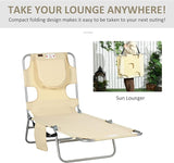 Outsunny Folding Beach Lounge Chair with Face Hole and Arm Slots - Photo 7