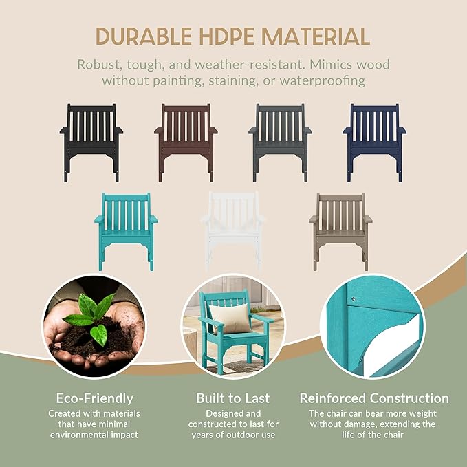 WestinTrends Malibu Outdoor Patio HDPE Adirondack Dining Arm Chair, Turquoise