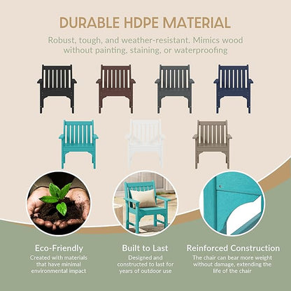 WestinTrends Malibu Outdoor Patio HDPE Adirondack Dining Arm Chair, Turquoise