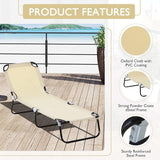 3-in-1 Heavy Duty Tanning Chair with Face Hole Adjustable 5-Position Folding Chaise Lounge Chairs Portable Lay Flat - Photo 5