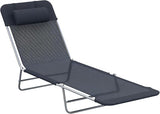 Outsunny Folding Chaise Lounge Pool Chairs, Outdoor Sun Tanning Chairs with Pillow, Reclining Back - Photo 1