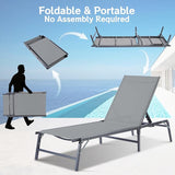 Outdoor Chaise Lounge Chair, Foldable & Assemble-Free, 6 Adjustable Positions, Durable Rust-Resistant Frame - Photo 4