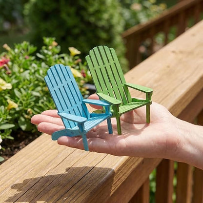 Fun Express 4" x 5" Mini Blue and Green Wooden Adirondak Chairs - 12 Pieces