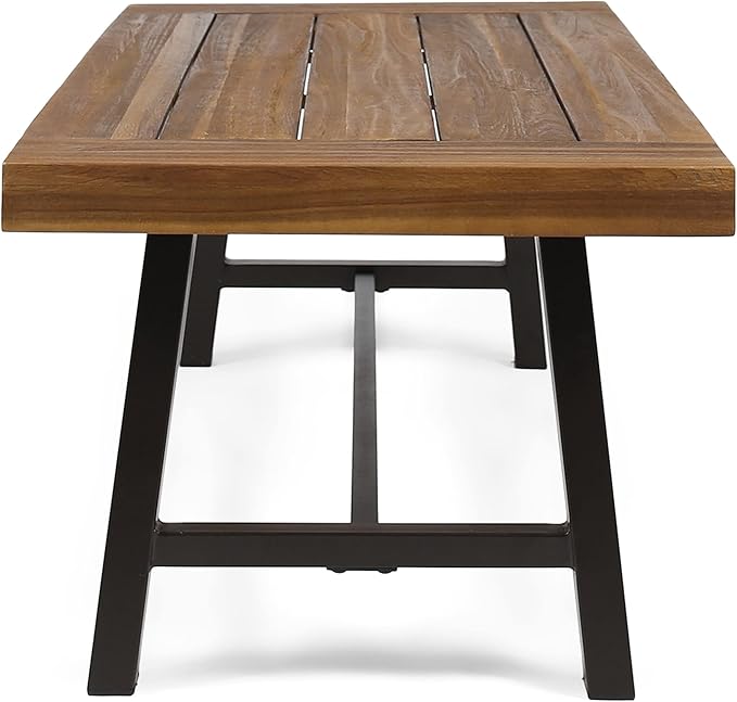 Christopher Knight Home Carlisle Outdoor Acacia Wood Coffee Table, Sandblast/Rustic Metal - Photo 5