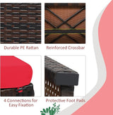 Tangkula 2 Pieces Patio Rattan Ottomans, All Weather Outdoor Footstool Footrest Seat with Soft Cushion, Hidden Zipper - Photo 7