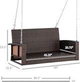 Outsunny 2 Person Wicker Hanging Swing Bench - Photo 7