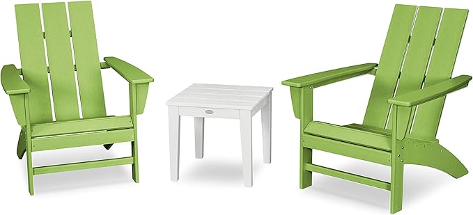 POLYWOOD Modern 3-Piece Adirondack Chair Set with End Table