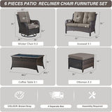 Belord 6 Piece Wicker Patio Furniture Set, Outdoor Swivel Rocker Chairs Set of 2 with Ottomans and Loveseat - Photo 2