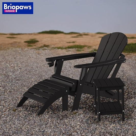 BRIOPAWS Adirondack Side Table, HDPE Weather Resistant Outdoor Table, 2-Shelf Plastic End Table for Poolside Indoor Outside Front Porch Living Room Patio Backyard Campfire, 14 x 13 inch, Black