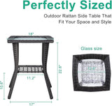 VINGLI Outdoor Side Table with Storage Wicker Patio Side Table - Photo 3
