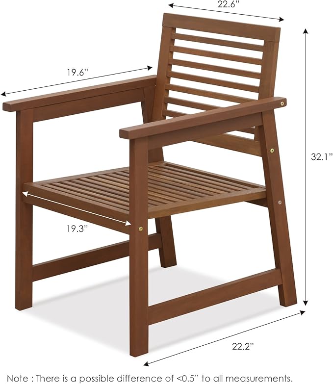 Furinno Tioman Teak Hardwood Outdoor Armchair Armchair w/o Cushion, FG161249R Set of Two